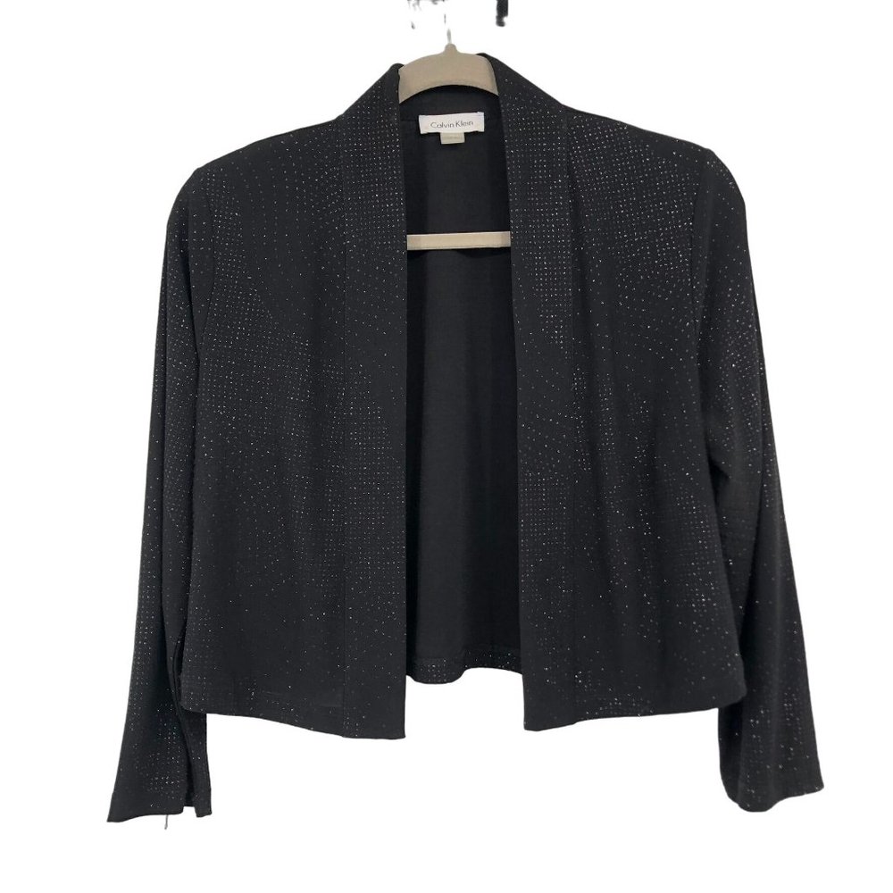 Calvin Klein Dressy Jacket Womens L Used Black Sparkle